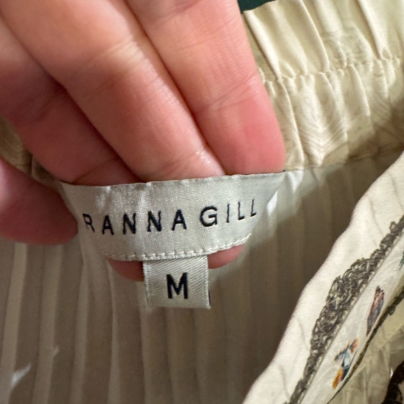 Anthropologie Ranna Gill English Garden Cream Pleated Midi Skirt - Picture 7 of 7